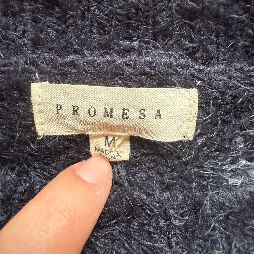Promesa Medium Fuzzy Eyelash Knit Colorblock Cozy Indie Boho Sweater - Picture 3 of 4